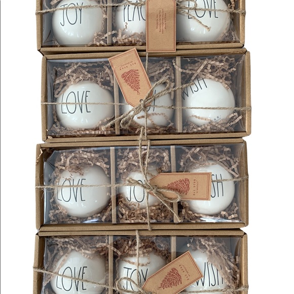 🎄🎄🎄Rae Dunn LOVE JOY WISH black/white ornaments NEW - Picture 2 of 5
